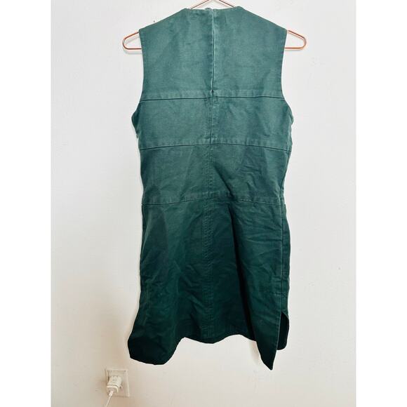 CARVEN Green Wool Twill 100% Cotton Shift Pockets Dexter Shift Dress sz 40 - Picture 3 of 11